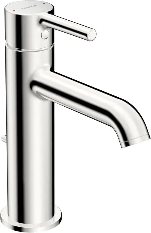 Chromfarbige Waschtischbatterie von HANSA mit einem seitlichen Hebel, der zur Anpassung des Wasserflusses dient. Der Auslauf hat eine sanfte, gebogene Form.